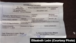 Documento del cambio de medida a reclusión domiciliaria impuesta a Adonis Alexander Remón León, manifestante del 11J en La Güinera. (Foto: Cortesía de Elizabeth León)