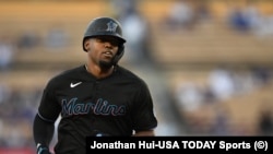 Jorge Soler, de los Miami Marlins. (Jonathan Hui-USA TODAY Sports)