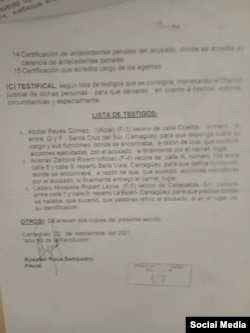 Firma de la fiscal cubana Rosabel Roca Sampedro en la sentencia de prisión del opositor camagüeyano Bárbaro de Céspedes.