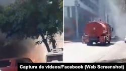 Imágenes del incendio en el área exterior del Hotel Nacional, en La Habana. 