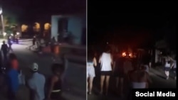 Videos en redes sociales muestran protestas en la noche del domingo, 17 de marzo, en El Cobre, Santiago de Cuba, y el poblado de Santa Marta, en Cárdenas, Matanzas. (Captura de video/Facebook)