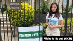 Rosa Maria Payá frente a la Embajada de Cuba en Washington, 20 de junio del 2023.