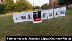 Cubanos en Alemania piden libertad para presos políticos en la isla. (Foto cortesía de Jonathan López)