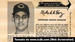 Miguelito "Mike" de la Hoz en una tarjeta de colección, en venta en el sitio Trading Card Database.