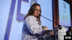 María Elvira Domínguez, presidenta de la SIP, en su discurso inaugural de la 75va Asamblea General de la organización.