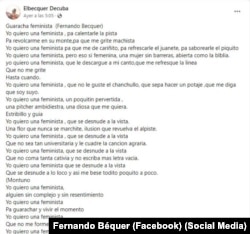 Letra de una de las canciones publicadas por Bécquer en Facebook.