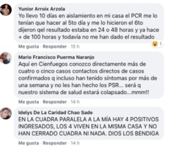 Comentarios en Facebook.