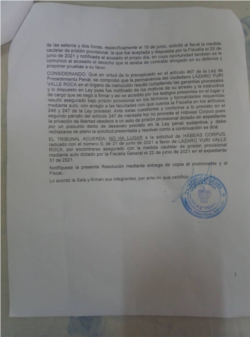 Respuesta del Tribunal al Habeas Corpus presentado en favor De Lázaro Yuri Valle Roca (2)