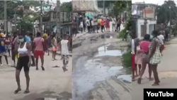 Combinación de imágenes de la manifestación en El Palenque, en el municipio capitalino La Lisa.