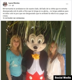 Post en Facebook de la hermana de la fallecida. (Foto: Laura Montes)