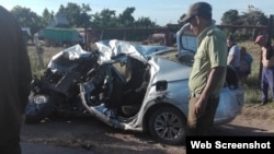 Auto de turismo involucrado en trágico accidente en Jatibonico