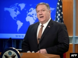 El Secretario de Estado de Estados Unidos, Mike Pompeo, habla en el Departamento de Estado en Washington, D.C. (Foto: Archivo).