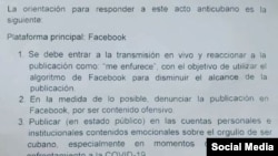 Aunque el documento ha sido compartido a modo de denuncia por numerosos usuarios de las redes sociales, Radio Televisión Martí no ha podido verificar independientemente su autenticidad.