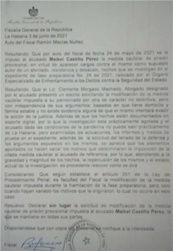 Documento de la Fiscalía.