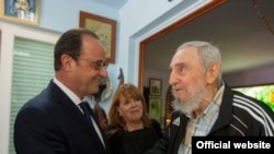 El presidente de Francia, Francois Hollande con Fidel Castro