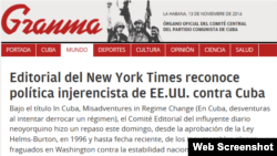 Granma sobre los editoriales de The New York Times.