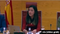 La activista fundadora de Cuba Decide, Rosa María Payá, ante la Comisión de Asuntos Exteriores del Senado de España, Madrid, 19 de noviembre del 2024.