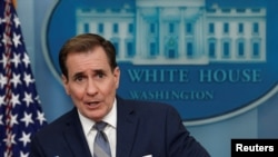 John Kirby, portavoz de Seguridad Nacional de la Casa Blanca, durante una conferencia de prensa. (Archivo/REUTERS/Evelyn Hockstein)