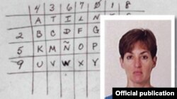 Mugshot de la espía Ana Belén Montes y uno de los códigos en poder del FBI con que transmitía sus mensajes a Cuba.