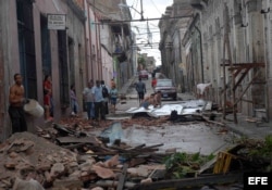 Una calle de Santiago tras el paso de Sandy