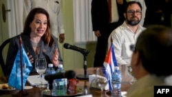 María Fernanda Espinosa en la cancillería cubana el 4 de abril de 2019.