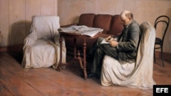 Pintura "Lenin en el Palacio Smolny" de Isaak Brodski, perteneciente a la exposición "Comunismo, fábrica de sueños".