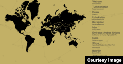 Ubicación de los sitios web desbloquedaos por RSF.