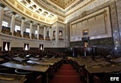 Vista del hemiciclo Camilo Cienfuegos en el Capitolio Nacional, reabierto este martes tras una larga restauración. No está claro si aquí sesionará la Asamblea Nacional este miércoles y jueves.