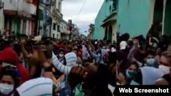 Protestas en Villa Clara, el 11 de julio de 2021. (Captura de video/elToque/YouTube)