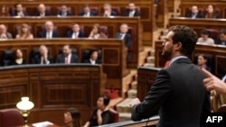 Pablo Casado, líder del PP, ante el Congreso de los diputados, Madrid, España