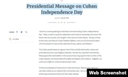 Copia del mensaje del presidente Trump a los cubanos.