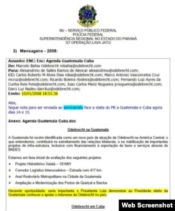 Correo electrónico Marcelo Odebrecht con instrucciones a Lula antes de viaje a Cuba