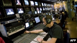 Sala de transmisiones de la cadena Globovisión.