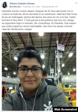 Un post publicado en la página de Facebook creada por los médicos cubanos.