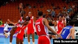 El equipo cubano de voleibol masculino.