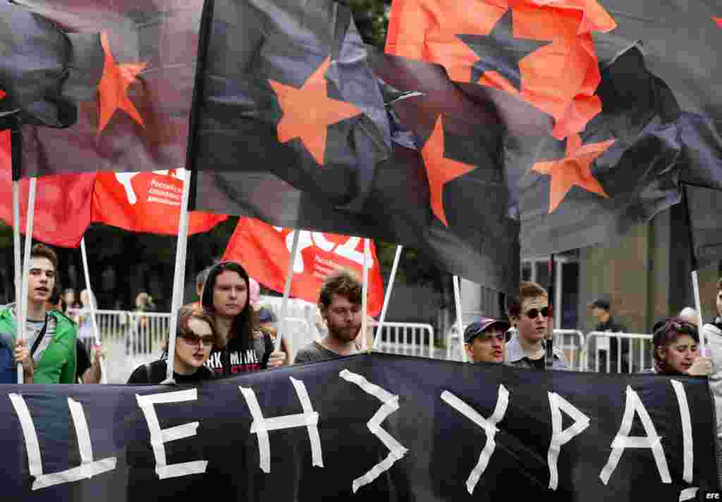 Protestas en Moscú en defensa de la libertad en Internet.