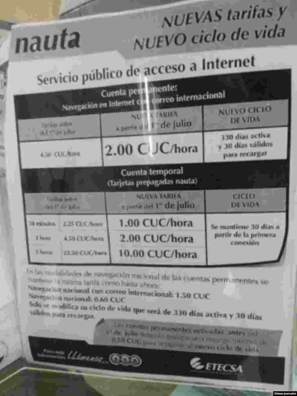 Reporta Cuba Tarifas para acceso Internet Cuba foto José Estrada