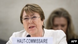 Michelle Bachelet durante su primer discurso en la ONU.