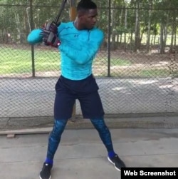 Luis Robert, en el entrenamiento.