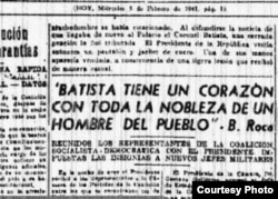 Blas Roca afirma que Batista tiene el corazón de hombre de pueblo.