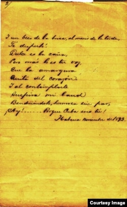 Manuscrito de la habanera "Tú".