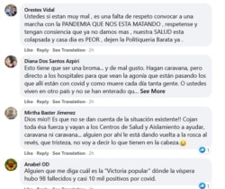 Algunos de los comentarios en el post en Facebook de la UJC.