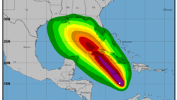 Cono con la posible trayectoria de la tormenta tropical Rafael. Foto: NHC (Web Screenshot)