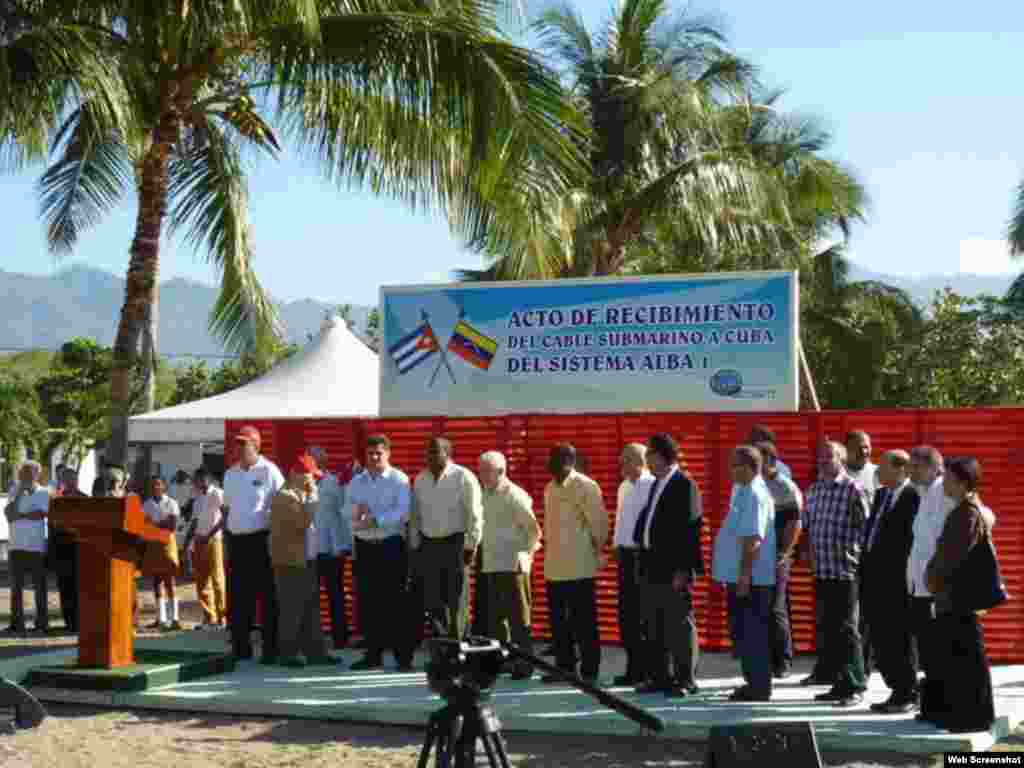 Recibimiento oficial llegada del cable a Cuba desde Venezuela