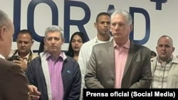 El gobernante cubano, Miguel Díaz-Canel, junto al ex viceprimer ministro y cercano aliado, Jorge Luis Perdomo Di-Lella.
