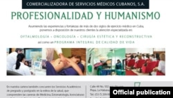 Un anuncio de la Comercializadora de Servicios Médicos Cubanos.