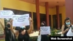 Animalistas protestan frente al Ministerio de la Agricultura, en La Habana. 