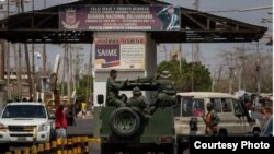 Puesto fronterizo del lado venezolano a la entrada de Paraguachón, departamento colombiano de La Guajira.