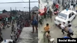 Arrestos durante protesta del 11 de julio en Colón, Matanzas (Captura de video/Facebook).