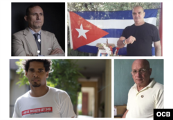 Combinación de fotografías de líderes de la oposición cubana encarcelados tras el 11J. Arriba: Ferrer García (izq), Díaz Silva (der); abajo: Otero Alcántara (izq) y Félix Navarro (der.)